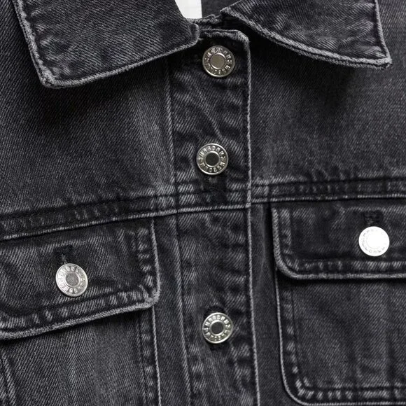 Mango Black Pocketed Denim Jacket/NWT/XXL - Picture 6 of 15